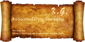 Kolozsváry Gergely névjegykártya